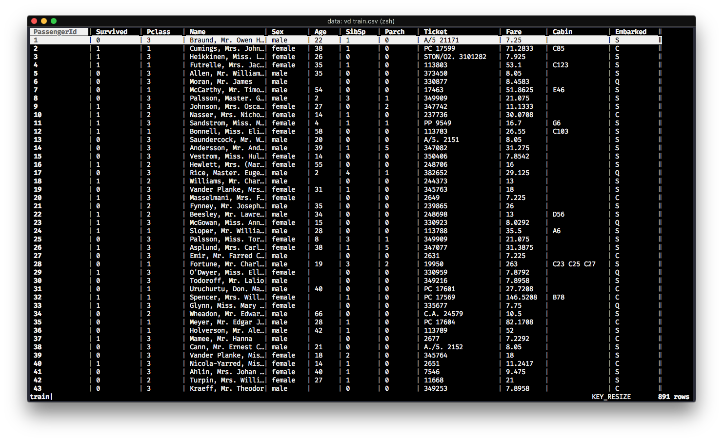 Titanic Dataset Data